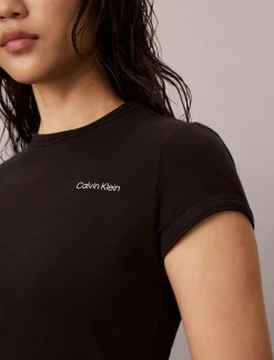 Stretchkatoenen slim T-shirt met logo