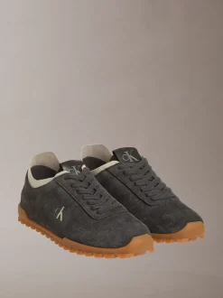 Suède hardloopsneakers met laag profiel