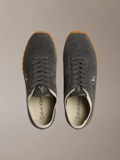 Suède hardloopsneakers met laag profiel