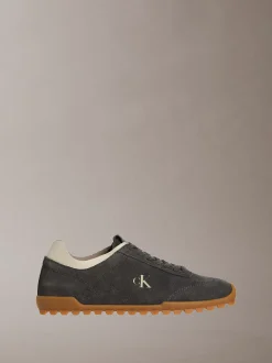 Suède hardloopsneakers met laag profiel