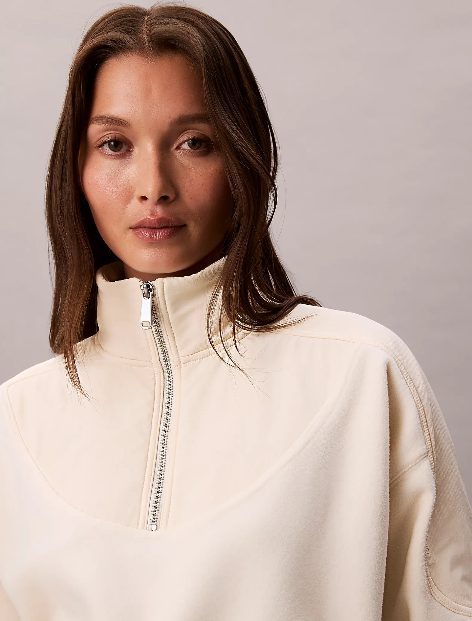 Sweatshirt van polar fleece met halsrits