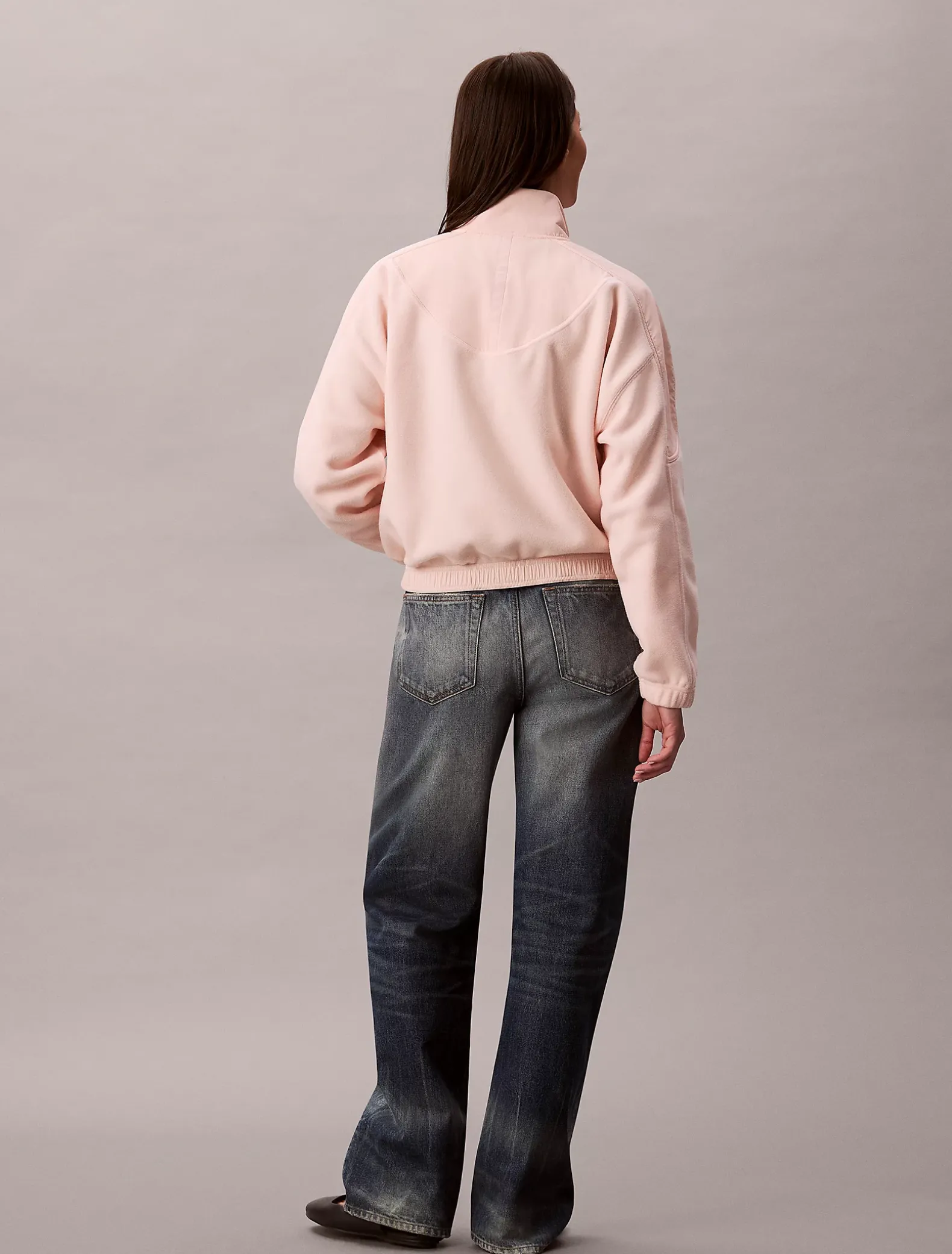 Sweatshirt van polar fleece met halsrits