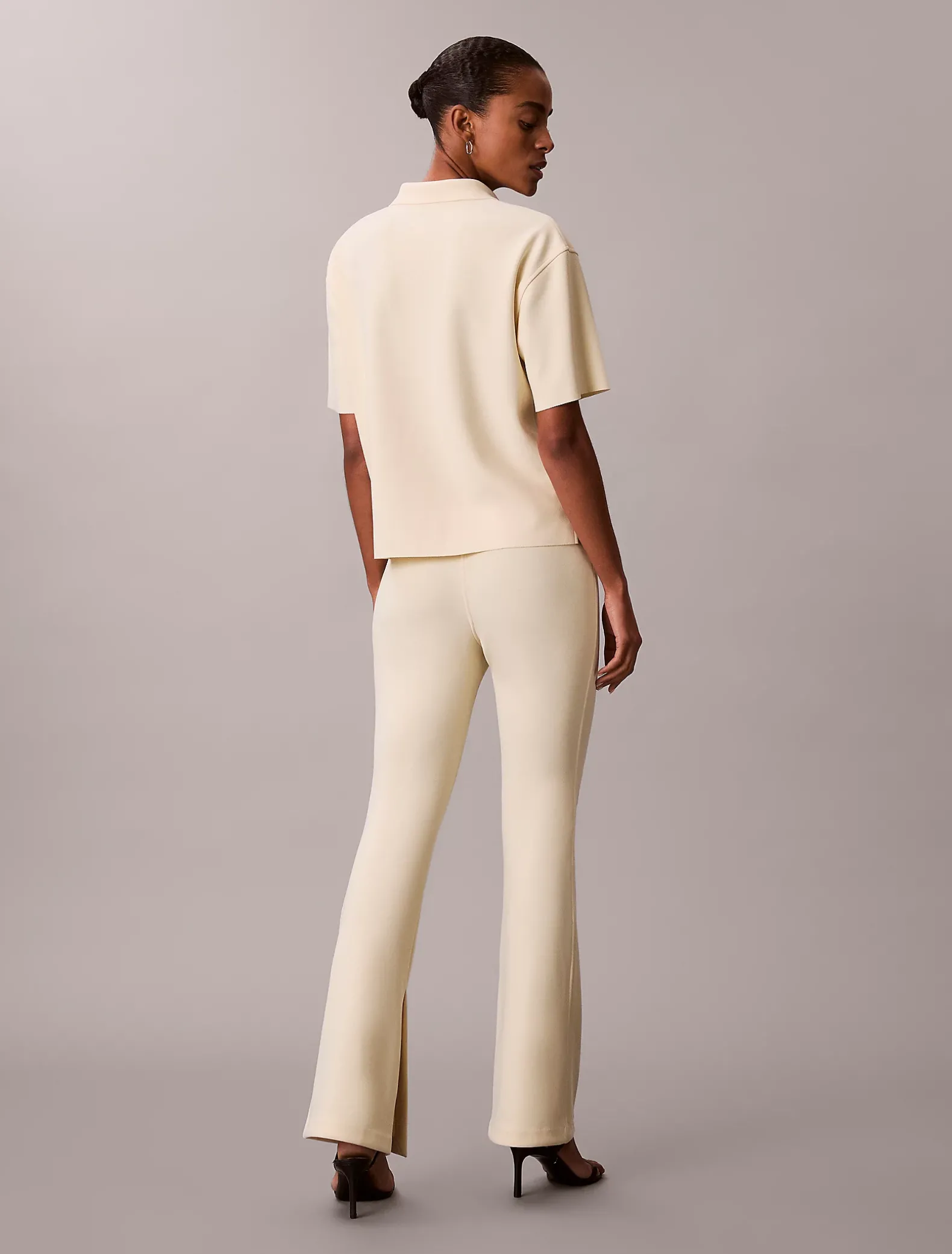 Tailored gebreide flare pull-on broek
