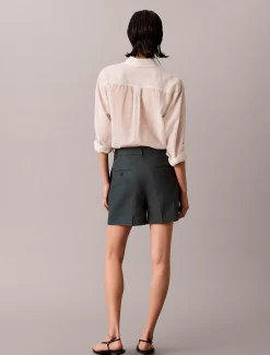 Tailored korte broek van linnenmix