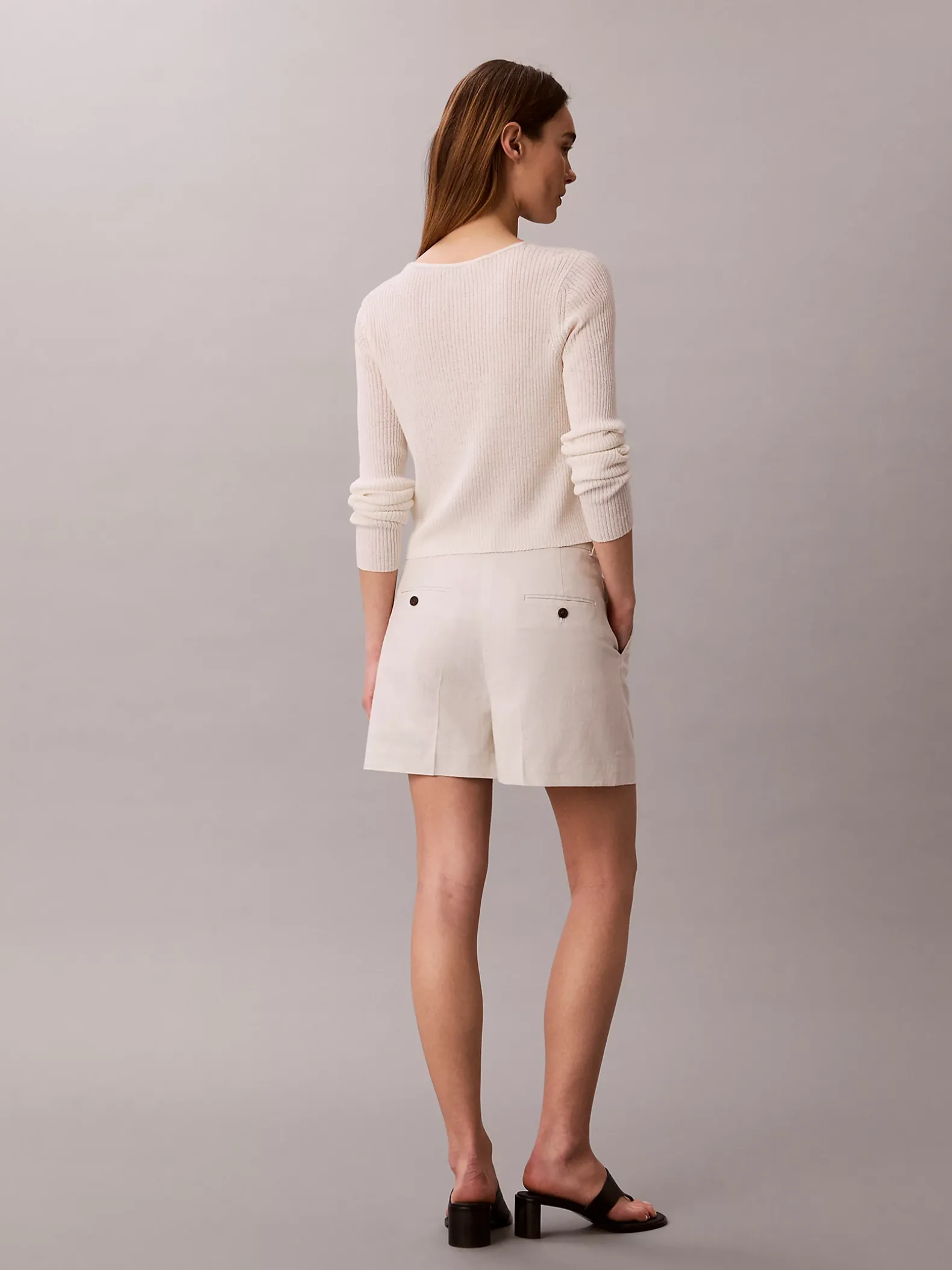 Tailored korte broek van linnenmix