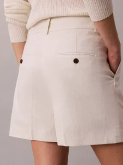 Tailored korte broek van linnenmix