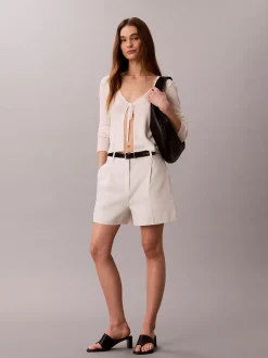 Tailored korte broek van linnenmix