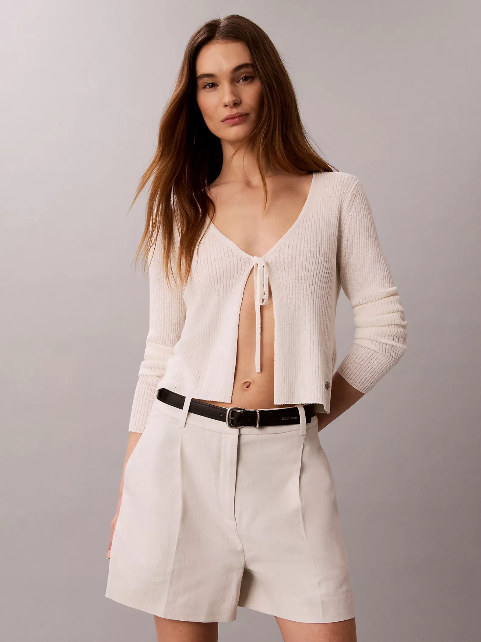 Tailored korte broek van linnenmix