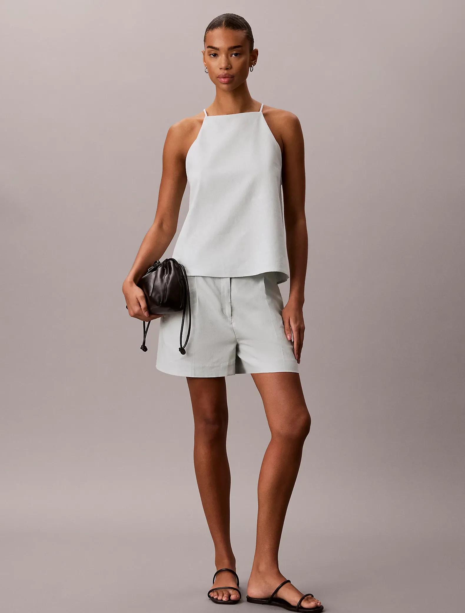 Tailored korte broek van linnenmix