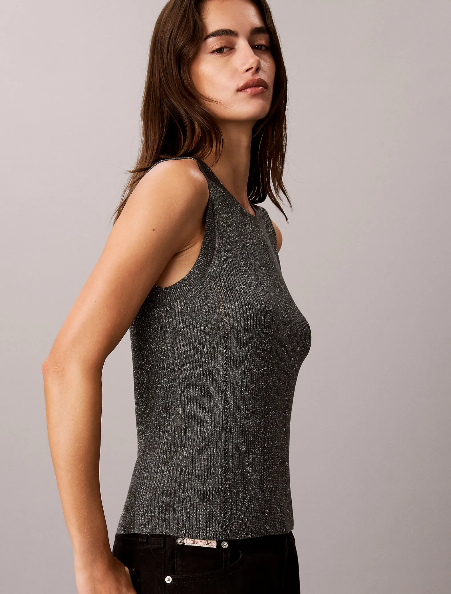 Tanktop van glanzende mix