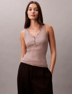 Tanktop van Henley ribkatoen