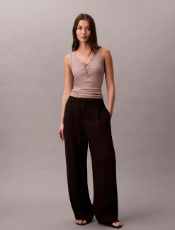 Tanktop van Henley ribkatoen
