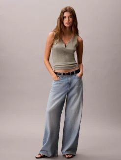 Tanktop van Henley ribkatoen