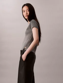 Tech gebreid geribd klassiek T-shirt