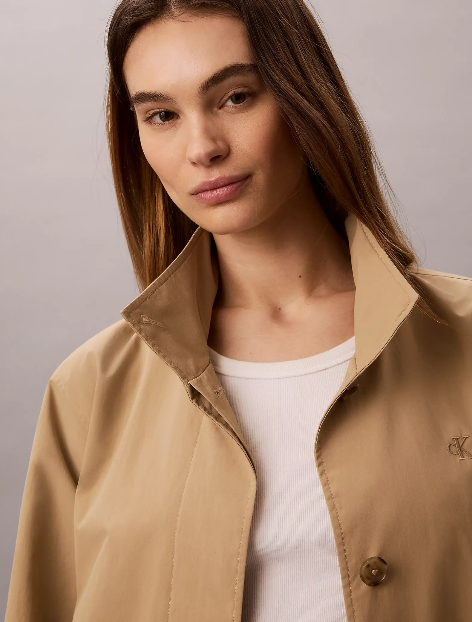 Technische lange trenchcoat