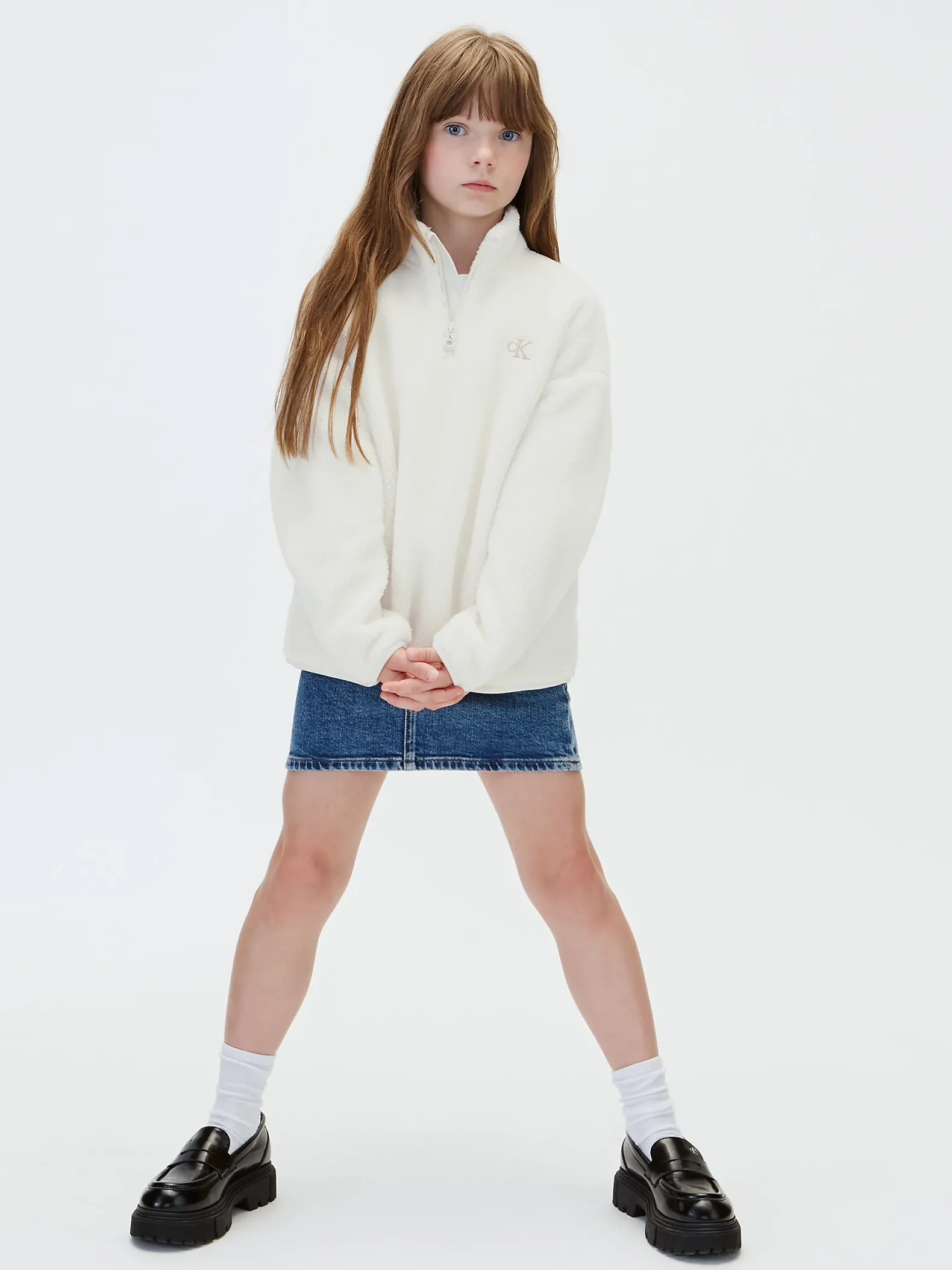 Teddy sweatshirt met halve rits voor kinderen