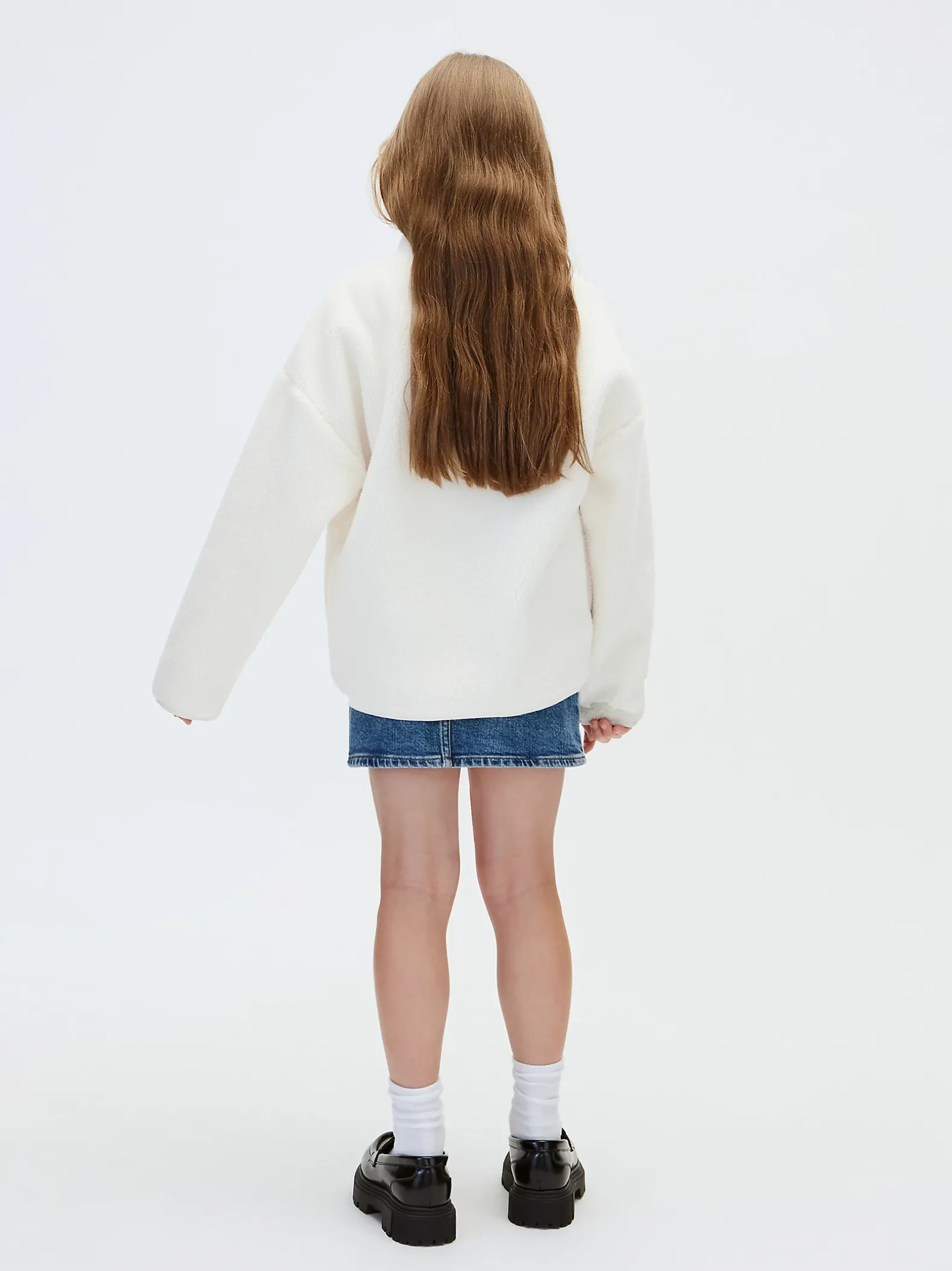 Teddy sweatshirt met halve rits voor kinderen