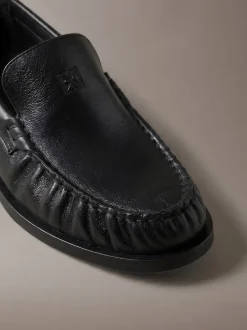 Thea - Leren geplooide loafers