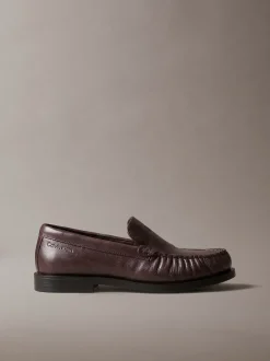 Thea - Leren geplooide loafers