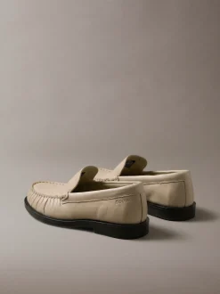Thea - Leren geplooide loafers