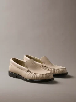 Thea - Leren geplooide loafers