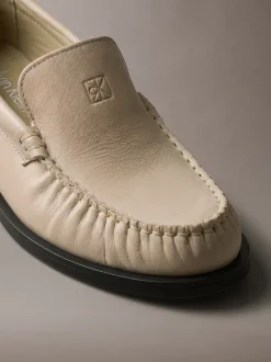 Thea - Leren geplooide loafers
