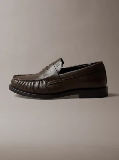Thea - Leren geplooide penny loafers