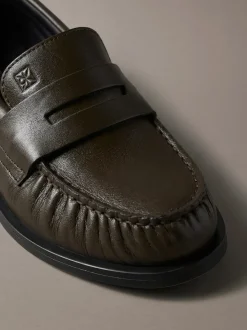 Thea - Leren geplooide penny loafers