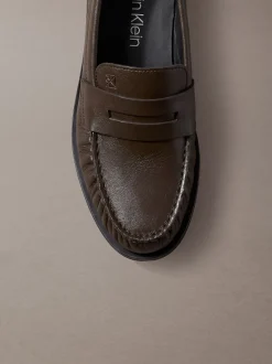 Thea - Leren geplooide penny loafers