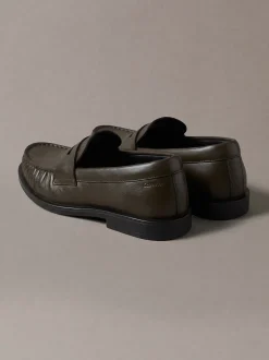 Thea - Leren geplooide penny loafers