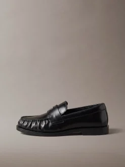 Theo - Leren geplooide mocassins
