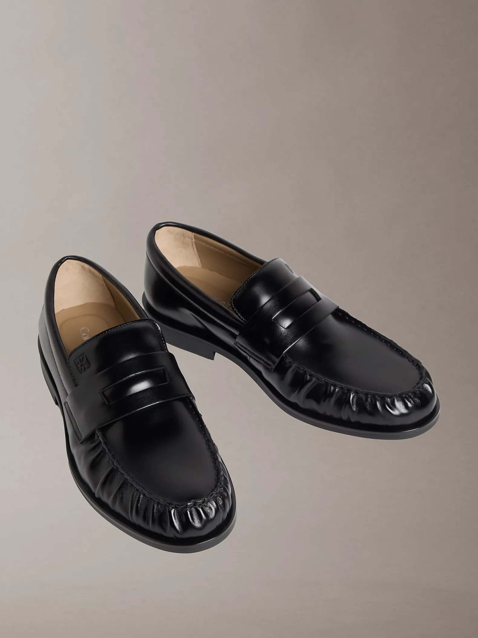 Theo - Leren geplooide penny loafers