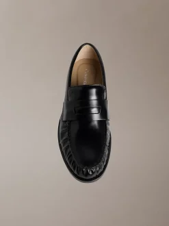Theo - Leren geplooide penny loafers