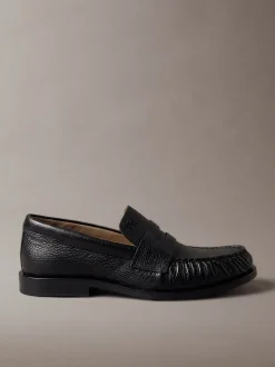 Theo - Leren geplooide penny loafers