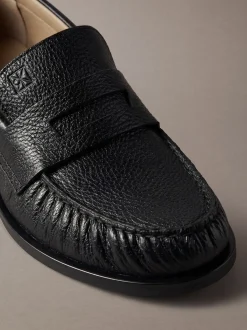 Theo - Leren geplooide penny loafers