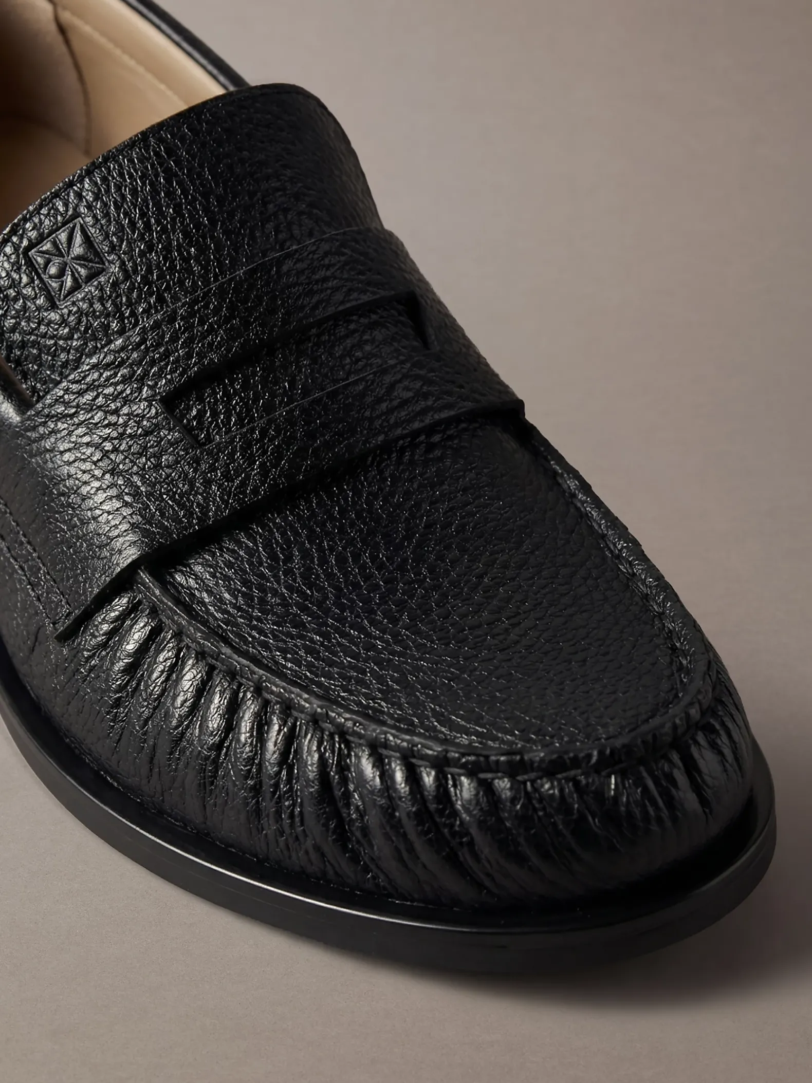 Theo - Leren geplooide penny loafers