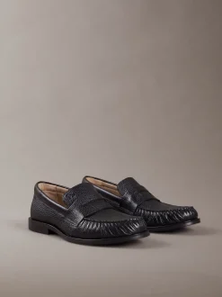 Theo - Leren geplooide penny loafers