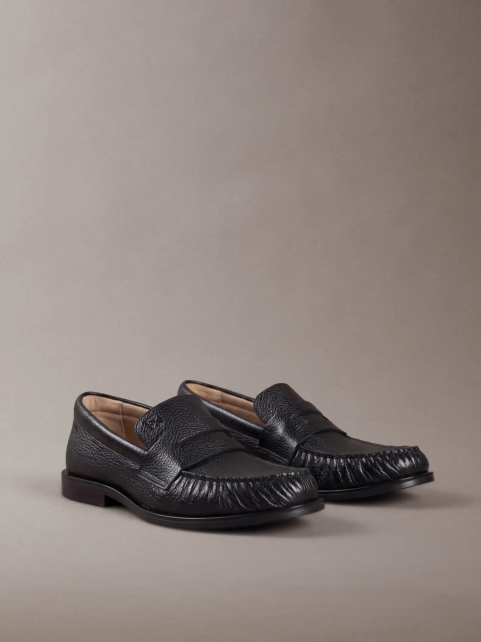 Theo - Leren geplooide penny loafers