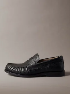 Theo - Leren geplooide penny loafers