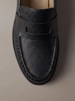 Theo - Leren geplooide penny loafers