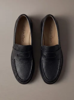 Theo - Leren geplooide penny loafers