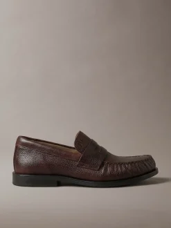 Theo - Leren geplooide penny loafers