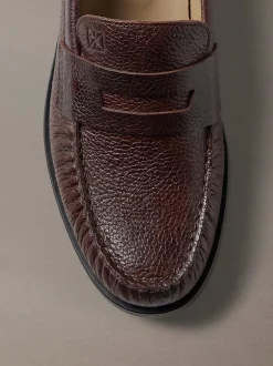 Theo - Leren geplooide penny loafers