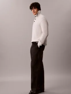 Trui met knoop kraag van wol-katoen