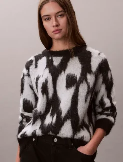 Trui met print van geborstelde alpacawol