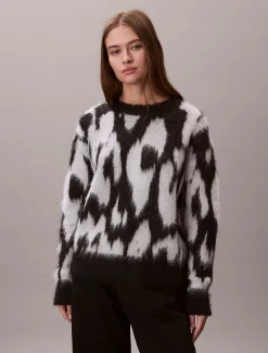 Trui met print van geborstelde alpacawol