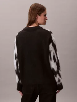 Trui met print van geborstelde alpacawol