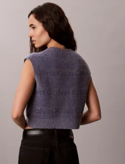 Truivest van wolmix met textuur en logo