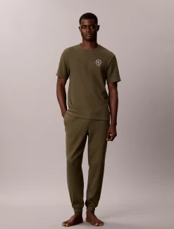 T-shirt met geborstelde wafelstof voor pyjama’s