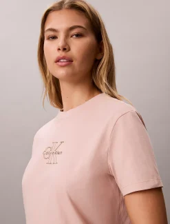 T-shirt met glanzend metallic logo
